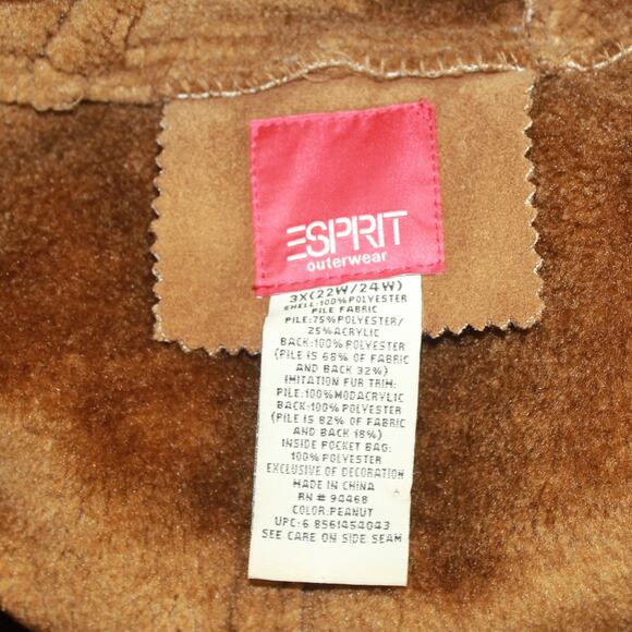 ESPRIT penny lane vintage sheepskin Coat Faux Fur Hoodie Full Zip 3X (22W/24W) - Picture 6 of 6